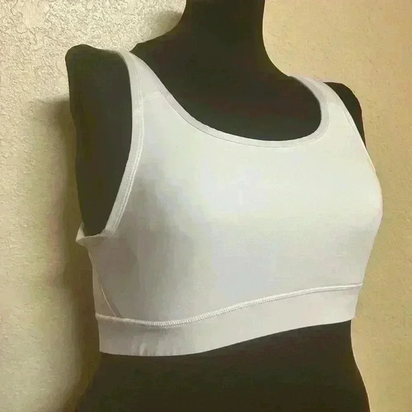 Jockey Women’s White mesh Crossover Back Athletic Sports Bra Sz L - Picture 2 of 7